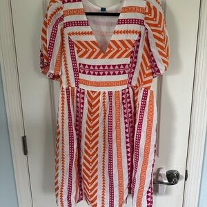Old Navy Orange and Pink Puff Sleeve Sundress